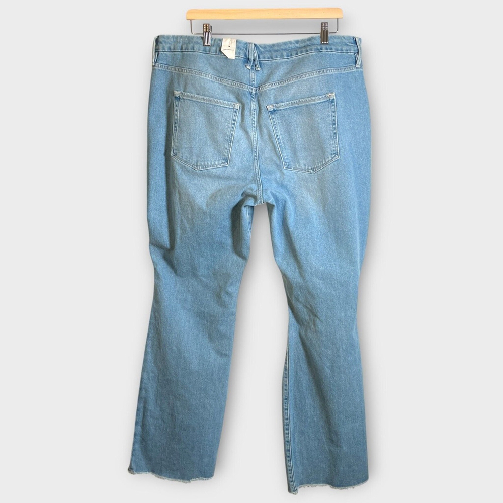 Good American INDIGO129 Jeans Women's 18 Good Classic Raw Hem Ripped Denim NWT - Picture 3 of 12